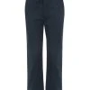 Reiko Sandy Navy High Waist Chino Trousers -Fashion Clothing sandy navy