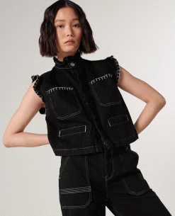 Seventy And Mochi Pablo Black Denim Waistcoat