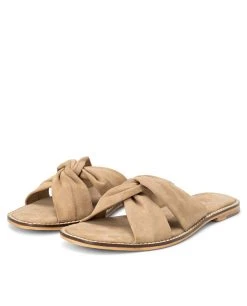 Yaya Frappe Brown Suede Cross Sliders