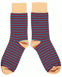 Catherine Tough Cotton Teal Stripe Socks